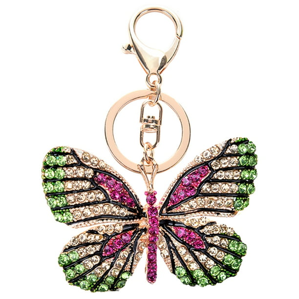 Cute Butterfly Keychain Crystal Rhinestone Sparkling Car Key Chains Bag Pendant
